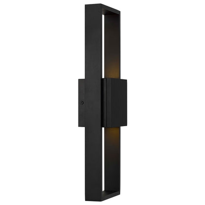 Alteck Miami 18in 1-Light LED Outdoor Sconce | Art Deco Sand Black and Sand Blast Glass | Entryway & Covered Patio | Model AW0056-3CCT-W-BK