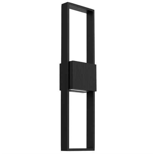Alteck Miami 24in 1-Light LED Outdoor Sconce | Art Deco Sand Black Aluminum and Sand Blast Glass | Entryway & Patio | Model AW0057-3CCT-W-BK