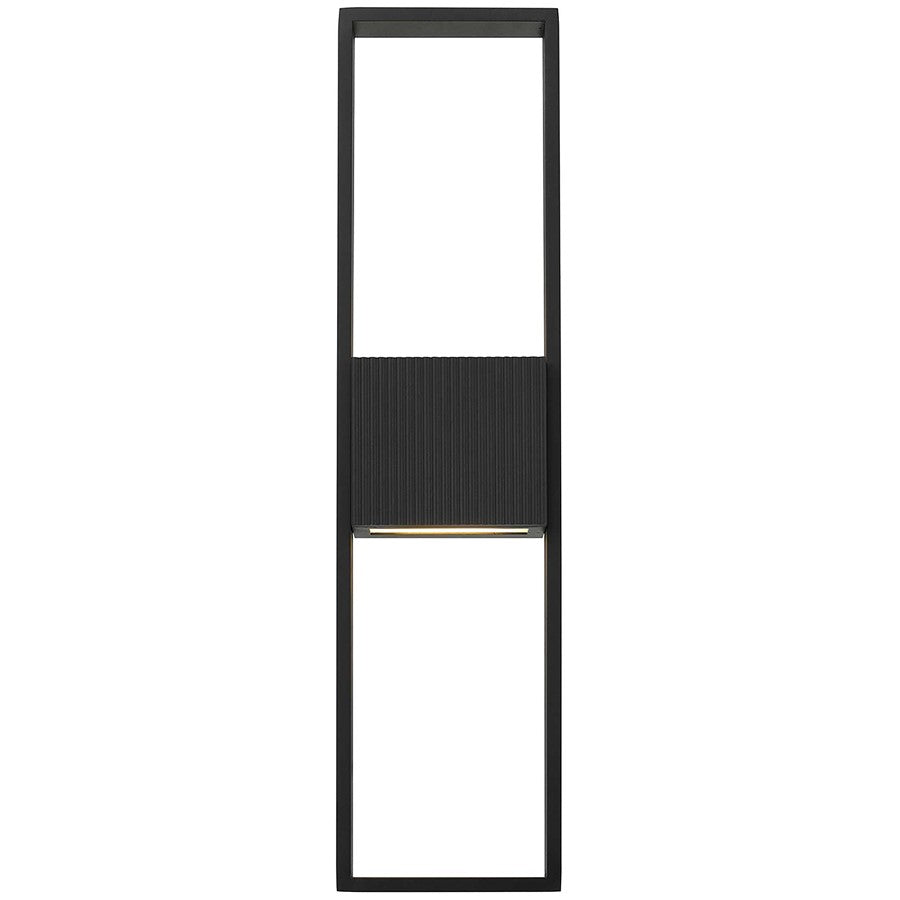 Alteck Miami 24in 1-Light LED Outdoor Sconce | Art Deco Sand Black Aluminum and Sand Blast Glass | Entryway & Patio | Model AW0057-3CCT-W-BK