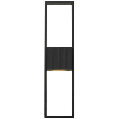Alteck Miami 24in 1-Light LED Outdoor Sconce | Art Deco Sand Black Aluminum and Sand Blast Glass | Entryway & Patio | Model AW0057-3CCT-W-BK