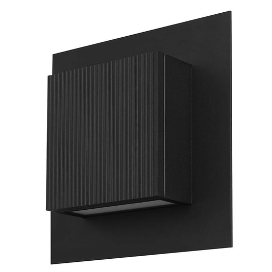 Alteck Miami 10in 1-Light Outdoor Sconce | Art Deco Sand Black and Sand Blast Glass | Covered Patio & Entryway | Model AW0059-3CCT-W-BK
