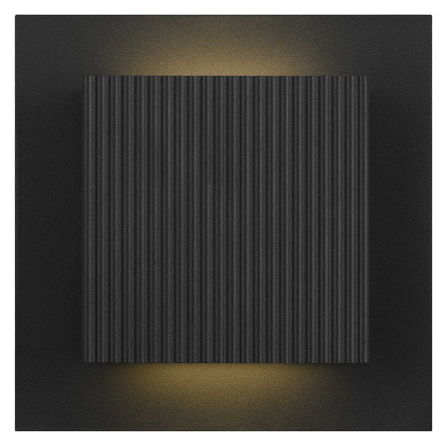 Alteck Miami 8in 1-Light LED Outdoor Sconce | Art Deco Sand Black Aluminum and Sand Blast Glass | Porch & Entryway | Model AW0060-3CCT-W-BK