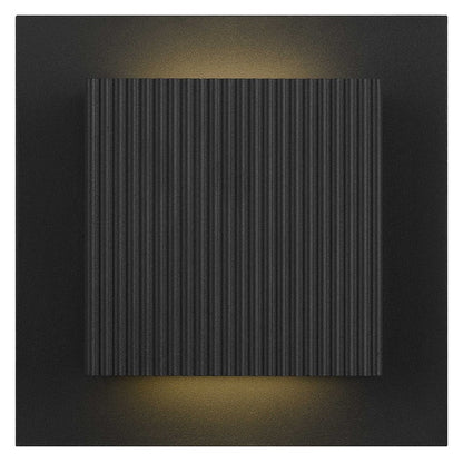 Alteck Miami 8in 1-Light LED Outdoor Sconce | Art Deco Sand Black Aluminum and Sand Blast Glass | Porch & Entryway | Model AW0060-3CCT-W-BK