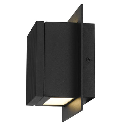 Alteck Miami 6.25in 1-Light Outdoor Sconce | Art Deco Sand Black and Sand Blast Glass | Entryway & Patio | Model AW0061-3CCT-W-BK