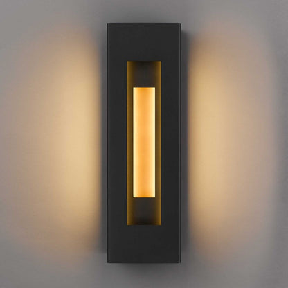 Alteck Layer 18in 1-Light LED Outdoor Wall Sconce | Contemporary Sand Black and Frosted Acrylic | Entryway & Patio | Model AW0079-3CCT-W-BK