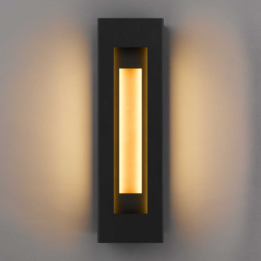 Alteck Layer 22in LED Outdoor Wall Sconce | Contemporary Sand Black and Frosted Acrylic | Covered Patio & Entryway | Model AW0080-3CCT-W-BK