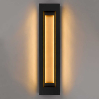 Alteck Layer 38in 1-Light Outdoor Wall Sconce | Contemporary Sand Black and Frosted Acrylic | Entryway & Patio | Model AW0082-3CCT-W-BK