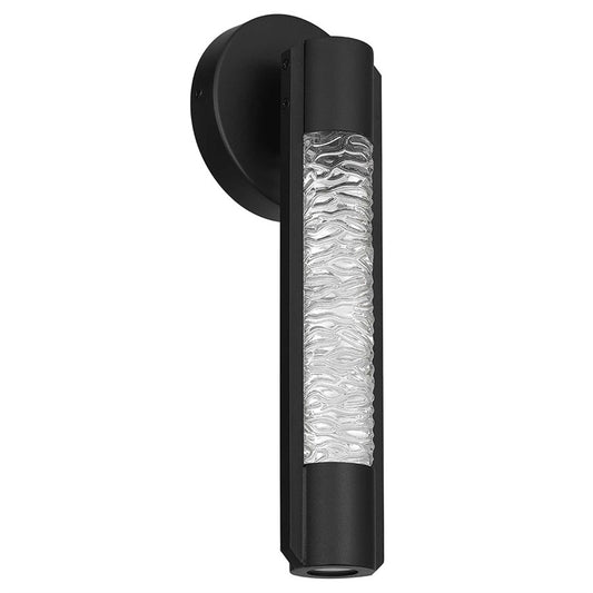 Alteck Tig 14in 1-Light LED Outdoor Sconce | Contemporary Sand Black and Clear Glass | Entryway & Covered Patio | 5 x 14 in | Model AW0087-3CCT-W-BK