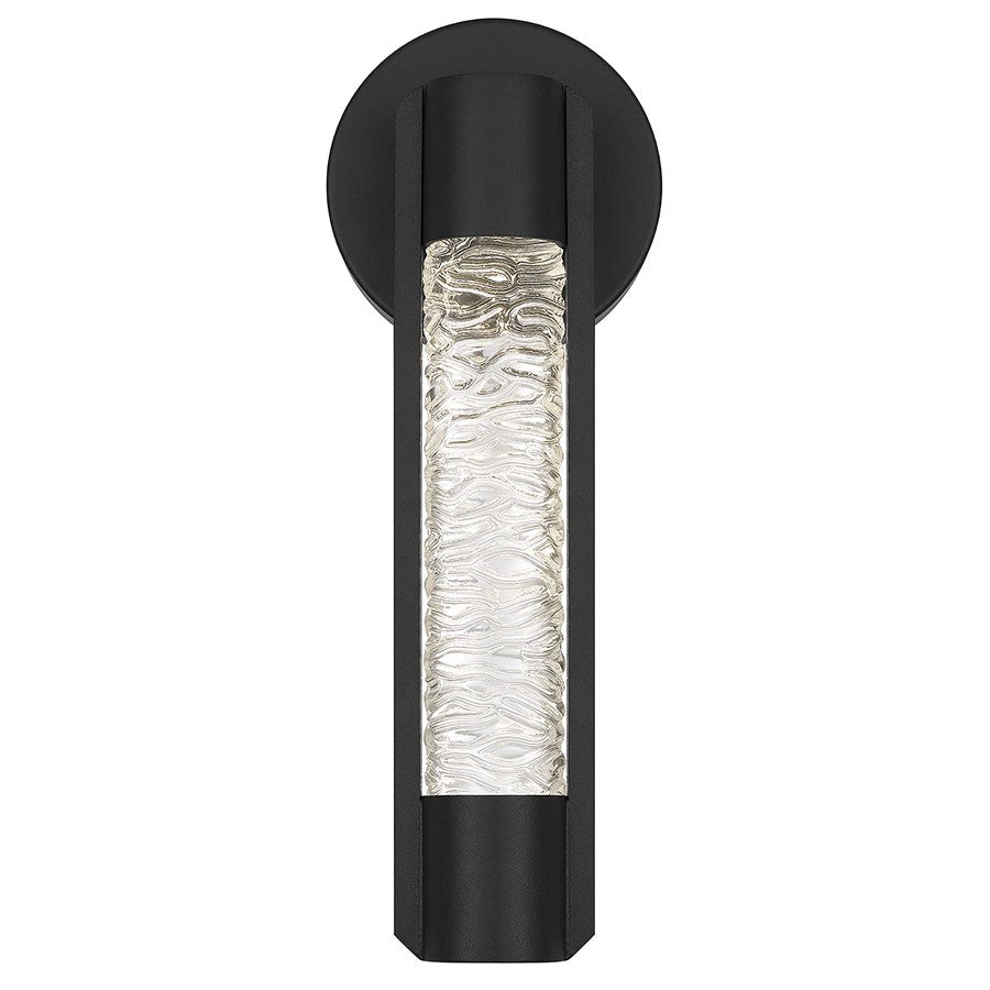 Alteck Tig 14in 1-Light LED Outdoor Sconce | Contemporary Sand Black and Clear Glass | Entryway & Covered Patio | 5 x 14 in | Model AW0087-3CCT-W-BK