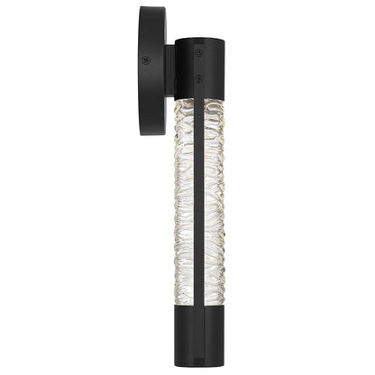 Alteck Tig 14" LED Outdoor Sconce, Black/Clear, Sand Black