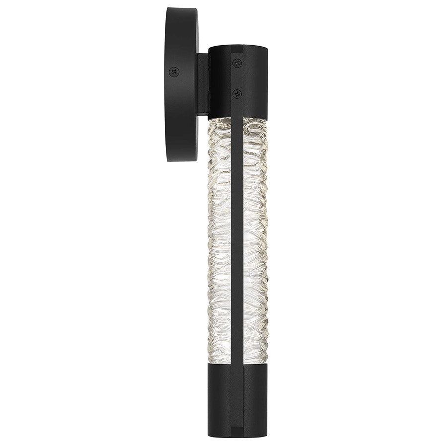 Alteck Tig 14in 1-Light LED Outdoor Sconce | Contemporary Sand Black and Clear Glass | Entryway & Covered Patio | 5 x 14 in | Model AW0087-3CCT-W-BK