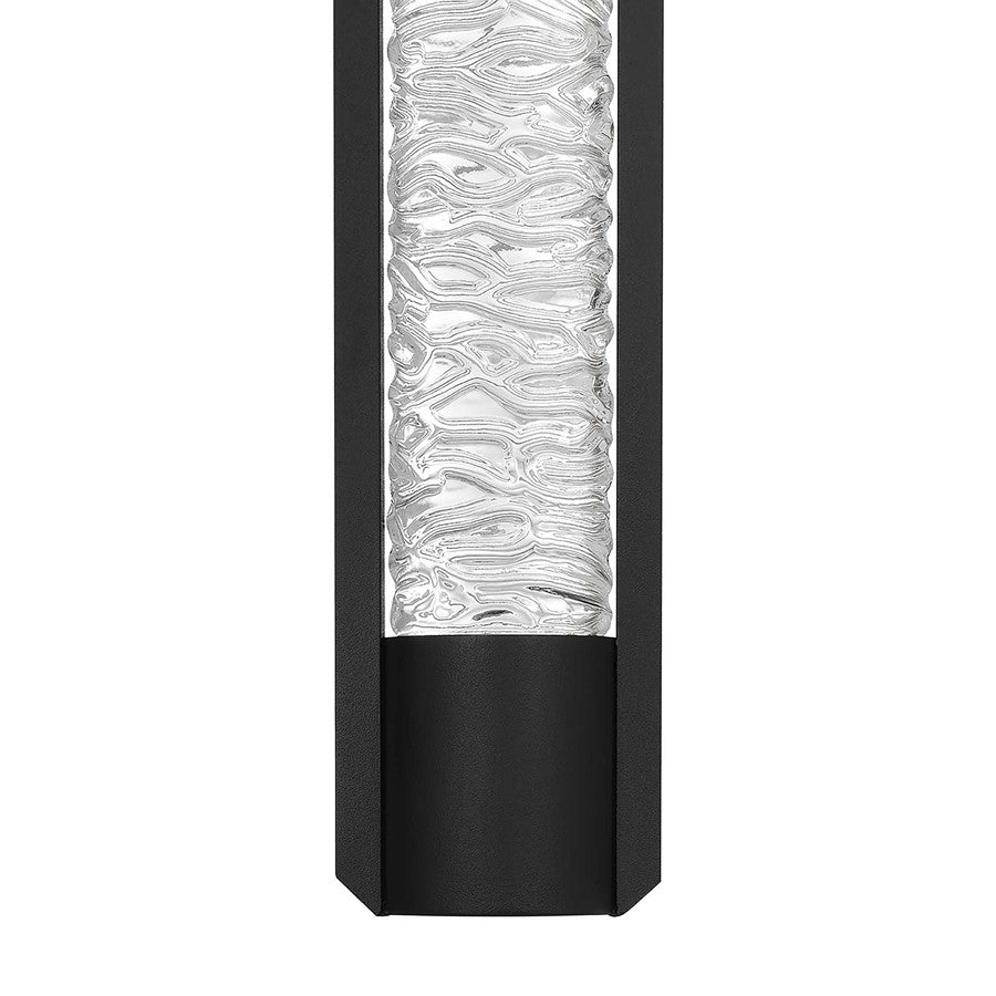 Alteck Tig 14in 1-Light LED Outdoor Sconce | Contemporary Sand Black and Clear Glass | Entryway & Covered Patio | 5 x 14 in | Model AW0087-3CCT-W-BK
