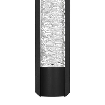 Alteck Tig 14in 1-Light LED Outdoor Sconce | Contemporary Sand Black and Clear Glass | Entryway & Covered Patio | 5 x 14 in | Model AW0087-3CCT-W-BK