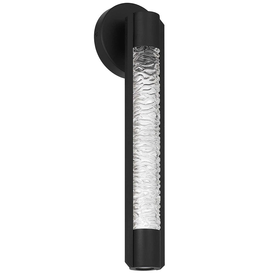 Alteck Tig 18in LED Outdoor Sconce | Contemporary Sand Black Aluminum and Clear Pressed Water Glass | Entryway & Covered | Model AW0088-3CCT-W-BK