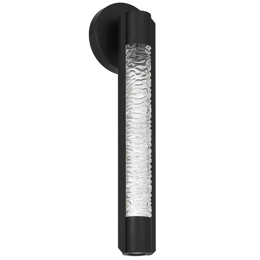 Alteck Tig 18in LED Outdoor Sconce | Contemporary Sand Black Aluminum and Clear Pressed Water Glass | Entryway & Covered | Model AW0088-3CCT-W-BK