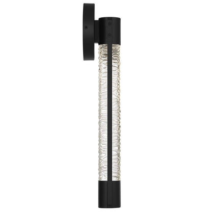 Alteck Tig 18in LED Outdoor Sconce | Contemporary Sand Black Aluminum and Clear Pressed Water Glass | Entryway & Covered | Model AW0088-3CCT-W-BK