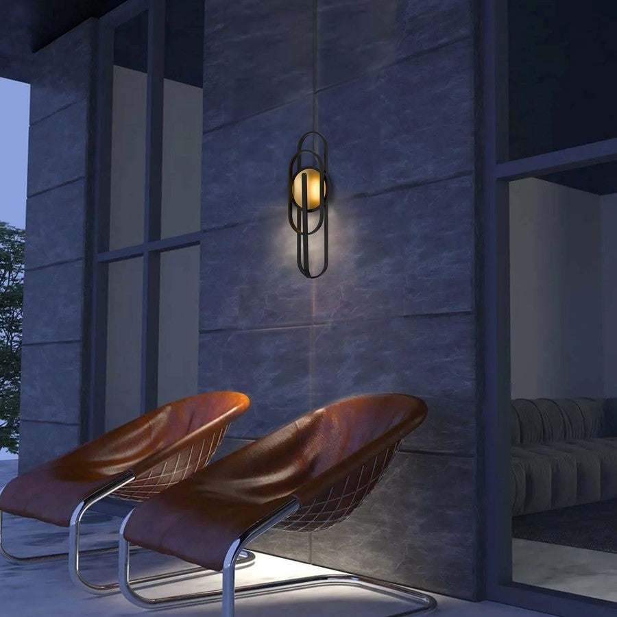 Alteck Raymond 30in LED Outdoor Wall Sconce | Art Deco Sand Black Aluminum and Sand Blast Glass | Entryway & Covered Patio | Model AW0092-3CCT-W-BK