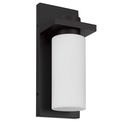 Alteck Kast 14in 1-Light LED Outdoor Wall Sconce | Contemporary Dark Bronze Aluminum and Etched White Opal Glass | Entryway | Model AW0093-3CCT-W-DB