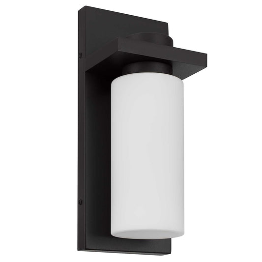 Alteck Kast 14in 1-Light LED Outdoor Wall Sconce | Contemporary Dark Bronze Aluminum and Etched White Opal Glass | Entryway | Model AW0093-3CCT-W-DB