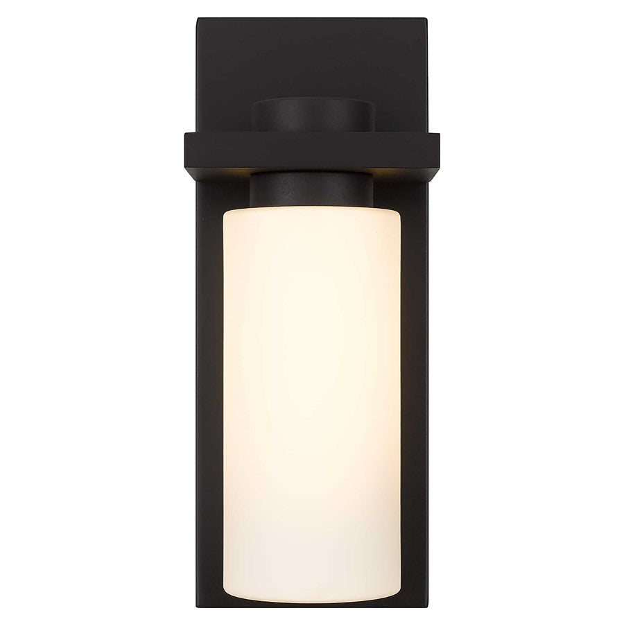 Alteck Kast 14in 1-Light LED Outdoor Wall Sconce | Contemporary Dark Bronze Aluminum and Etched White Opal Glass | Entryway | Model AW0093-3CCT-W-DB