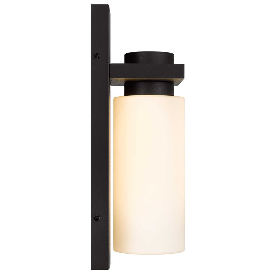 Alteck Kast 14in 1-Light LED Outdoor Wall Sconce | Contemporary Dark Bronze Aluminum and Etched White Opal Glass | Entryway | Model AW0093-3CCT-W-DB