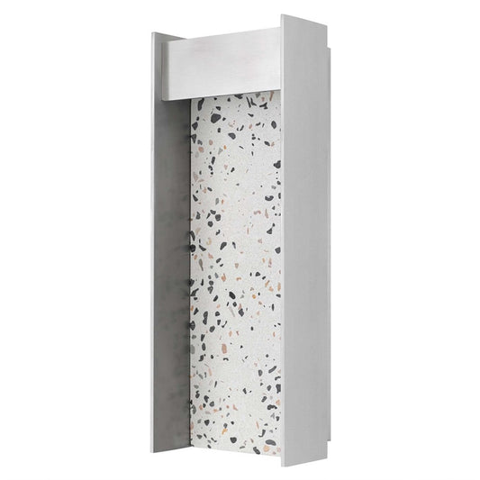 Alteck Terrazzo 14in 1-Light LED Outdoor Wall Sconce | Mid-Century Brushed Aluminum and Sand Blast Glass | Entryway & Patio | Model AW0095-3CCT-W-BA