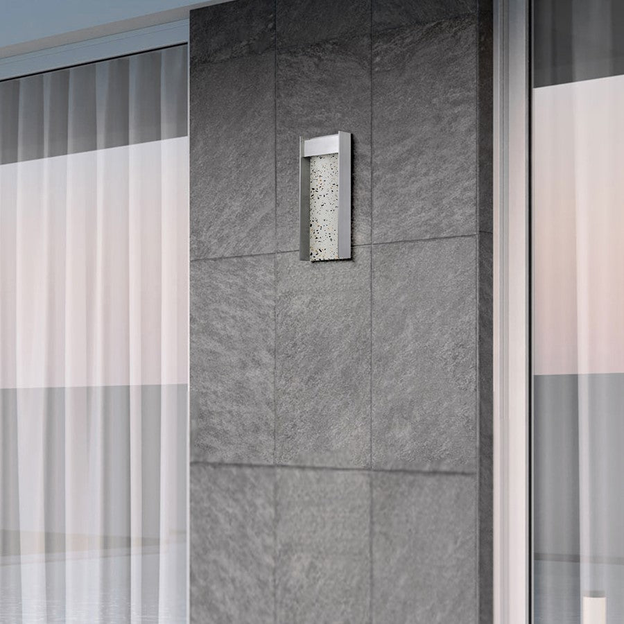 Alteck Terrazzo 14" LED Outdoor Wall Sconce, Brushed Aluminum