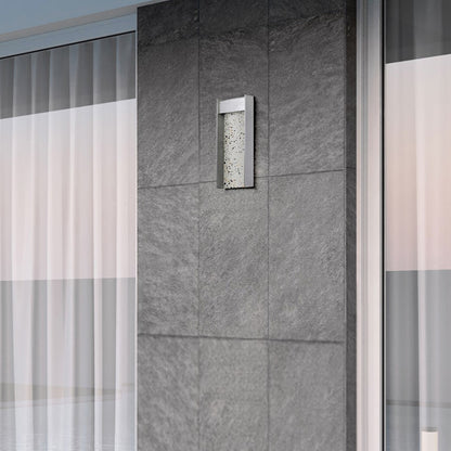 Alteck Terrazzo 14in 1-Light LED Outdoor Wall Sconce | Mid-Century Brushed Aluminum and Sand Blast Glass | Entryway & Patio | Model AW0095-3CCT-W-BA