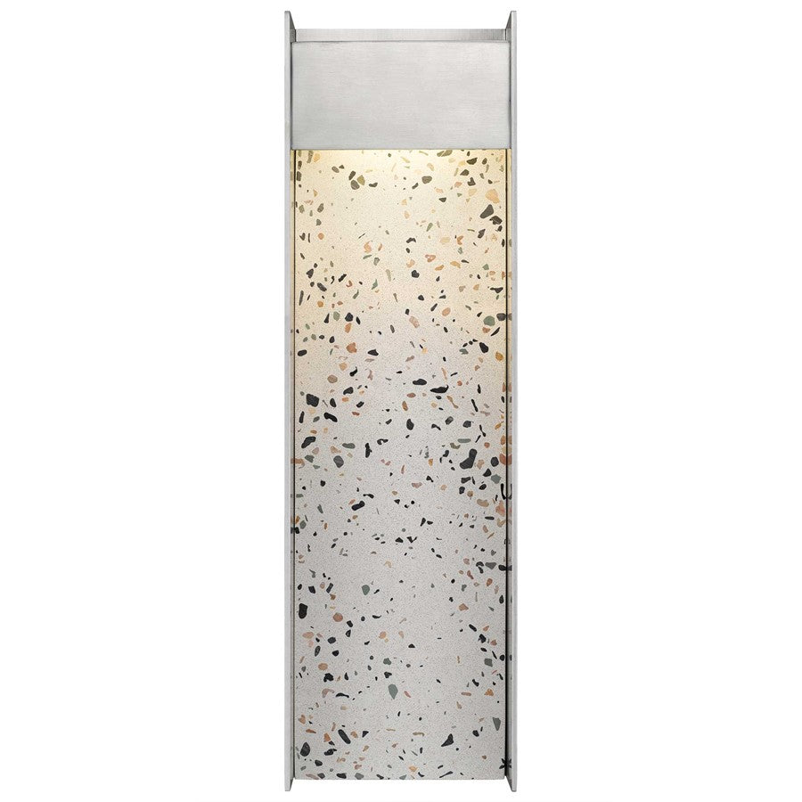 Alteck Terrazzo 20in 1-Light LED Outdoor Wall Sconce | Contemporary Brushed Aluminum and Sand Blast Glass | Entryway & Patio | Model AW0096-3CCT-W-BA