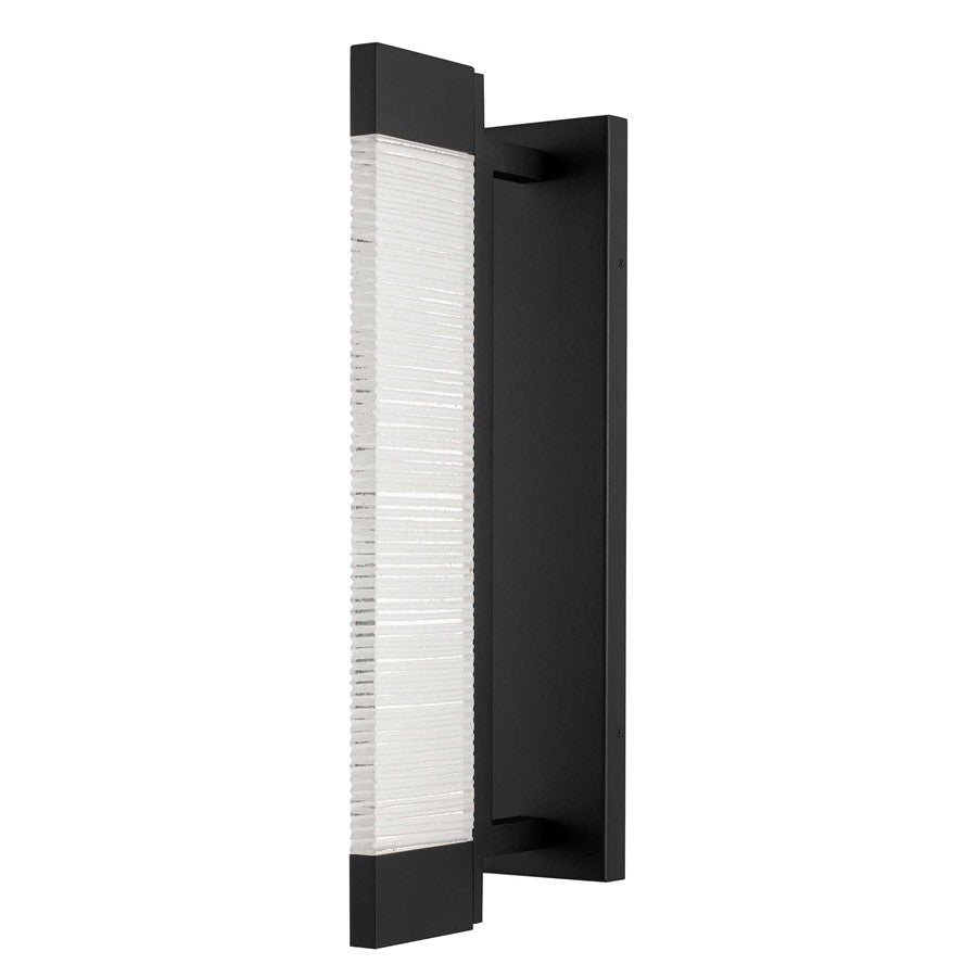 Alteck Solice 20" LED Outdoor Sconce, Black/Clear, Sand Black - AW0097-3CCT-W-BK