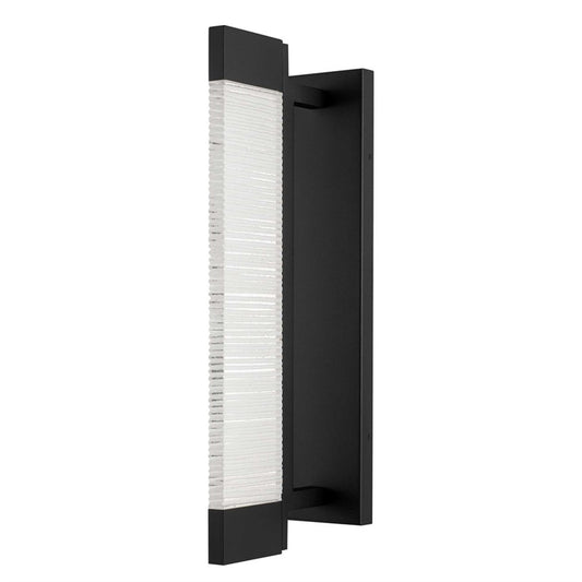 Alteck Solice 21in 1-Light LED Outdoor Wall Sconce | Contemporary Sand Black and Clear Sawn Glass | Entryway & Patio | Model AW0097-3CCT-W-BK