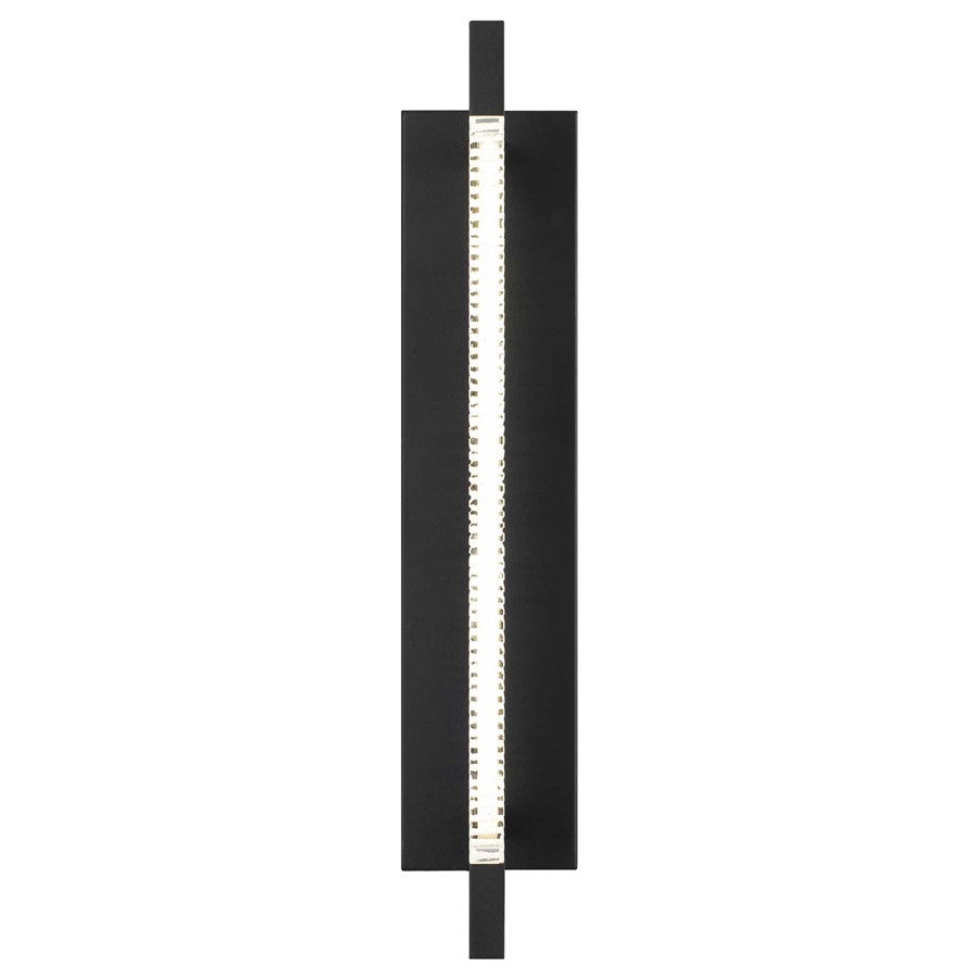 Alteck Solice 21in 1-Light LED Outdoor Wall Sconce | Contemporary Sand Black and Clear Sawn Glass | Entryway & Patio | Model AW0097-3CCT-W-BK