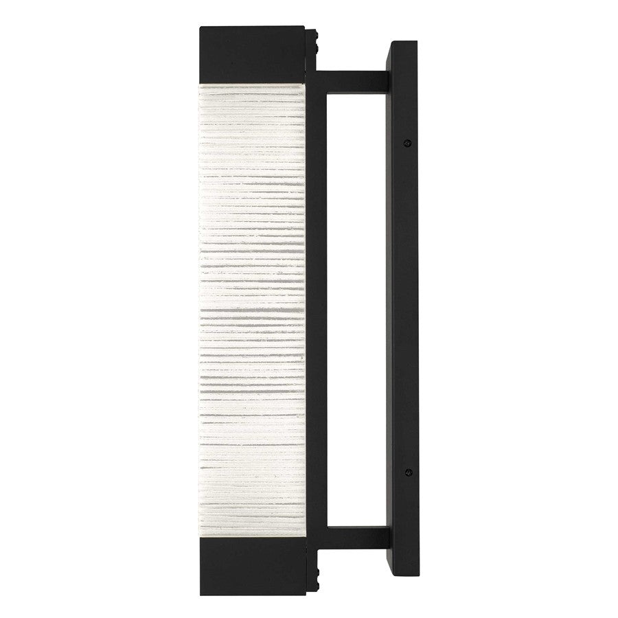 Alteck Solice 21in 1-Light LED Outdoor Wall Sconce | Contemporary Sand Black and Clear Sawn Glass | Entryway & Patio | Model AW0097-3CCT-W-BK