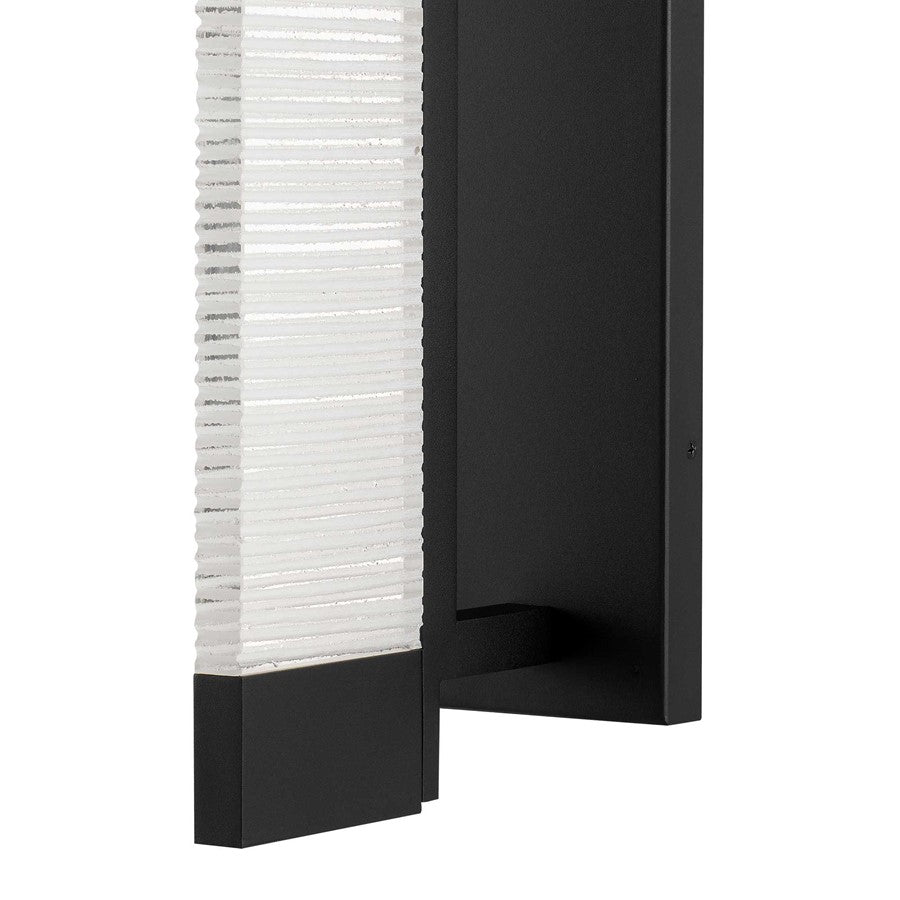 Alteck Solice 20" LED Outdoor Sconce, Black/Clear, Sand Black