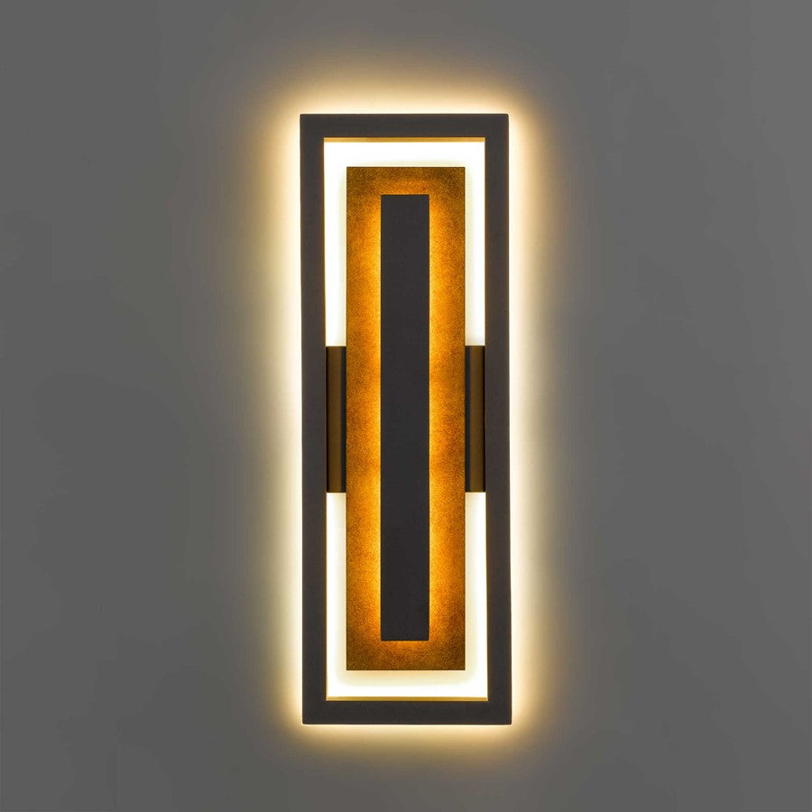 Alteck Panels 20in 1-Light Outdoor Wall Sconce | Contemporary Dark Bronze and Sand Blast Glass | Entryway & Patio | Model AW0099-3CCT-W-DB
