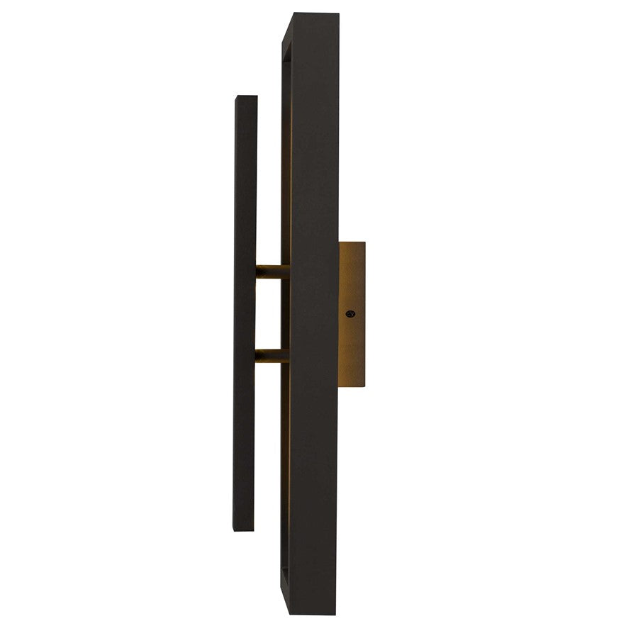 Alteck Panels 20in 1-Light Outdoor Wall Sconce | Contemporary Dark Bronze and Sand Blast Glass | Entryway & Patio | Model AW0099-3CCT-W-DB