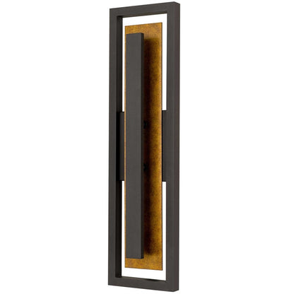 Alteck Panels 26in LED Outdoor Wall Sconce | Contemporary Dark Bronze and Sand Blast Glass | Entryway & Patio | Model AW0100-3CCT-W-DB