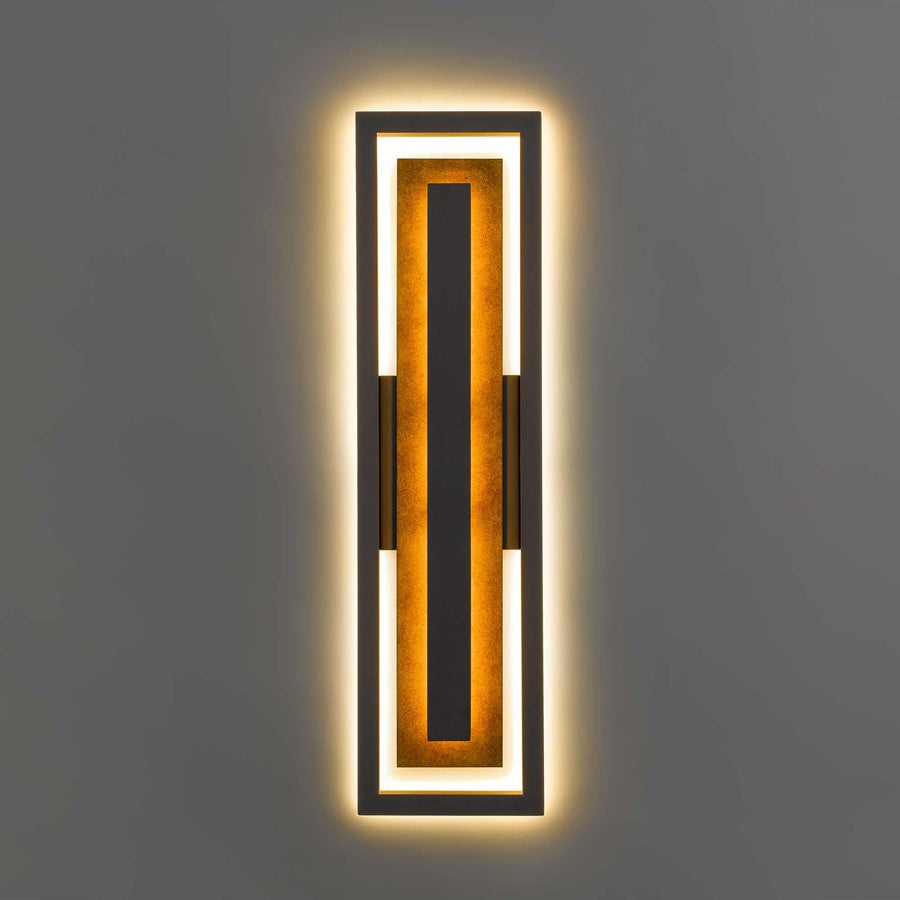 Alteck Panels 26in LED Outdoor Wall Sconce | Contemporary Dark Bronze and Sand Blast Glass | Entryway & Patio | Model AW0100-3CCT-W-DB