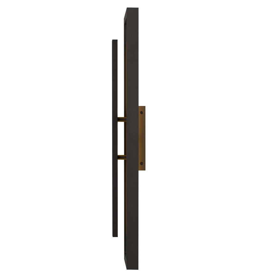 Alteck Panels 26in LED Outdoor Wall Sconce | Contemporary Dark Bronze and Sand Blast Glass | Entryway & Patio | Model AW0100-3CCT-W-DB