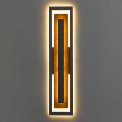 Alteck Panels 32in LED Outdoor Wall Sconce | Contemporary Dark Bronze and Sand Blast Glass | Entryway & Patio | Model AW0101-3CCT-W-DB