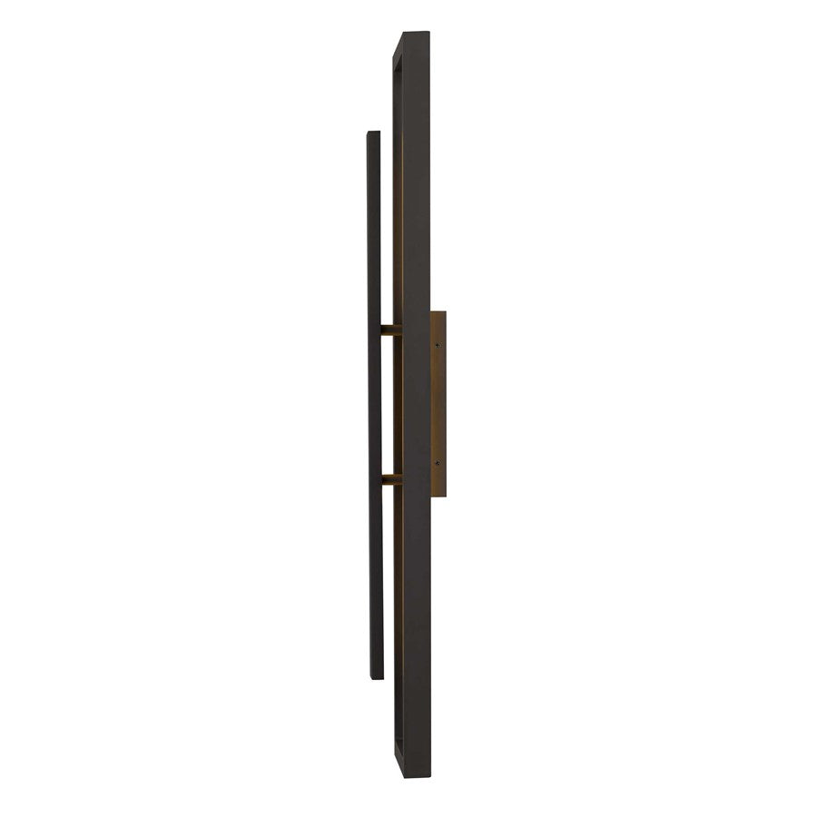 Alteck Panels 32in LED Outdoor Wall Sconce | Contemporary Dark Bronze and Sand Blast Glass | Entryway & Patio | Model AW0101-3CCT-W-DB