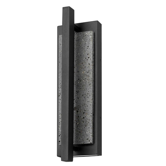 Alteck Dakota 16in 1-Light Outdoor Wall Sconce | Contemporary Sand Black Aluminum and Travertine | Entryway & Patio | Model AW0102-3CCT-W-BK