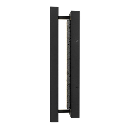 Alteck Dakota 16in 1-Light Outdoor Wall Sconce | Contemporary Sand Black Aluminum and Travertine | Entryway & Patio | Model AW0102-3CCT-W-BK
