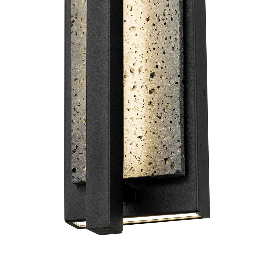 Alteck Dakota 16in 1-Light Outdoor Wall Sconce | Contemporary Sand Black Aluminum and Travertine | Entryway & Patio | Model AW0102-3CCT-W-BK