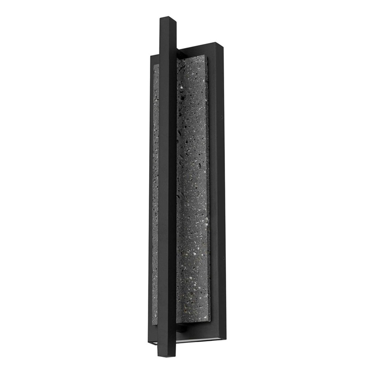 Alteck Dakota 24in 1-Light LED Outdoor Wall Sconce | Contemporary Sand Black Aluminum and Travertine | Entryway & Patio | Model AW0103-3CCT-W-BK