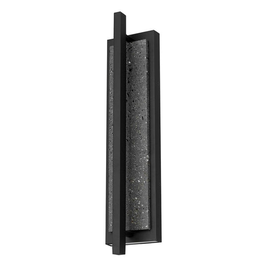 Alteck Dakota 24in 1-Light LED Outdoor Wall Sconce | Contemporary Sand Black Aluminum and Travertine | Entryway & Patio | Model AW0103-3CCT-W-BK