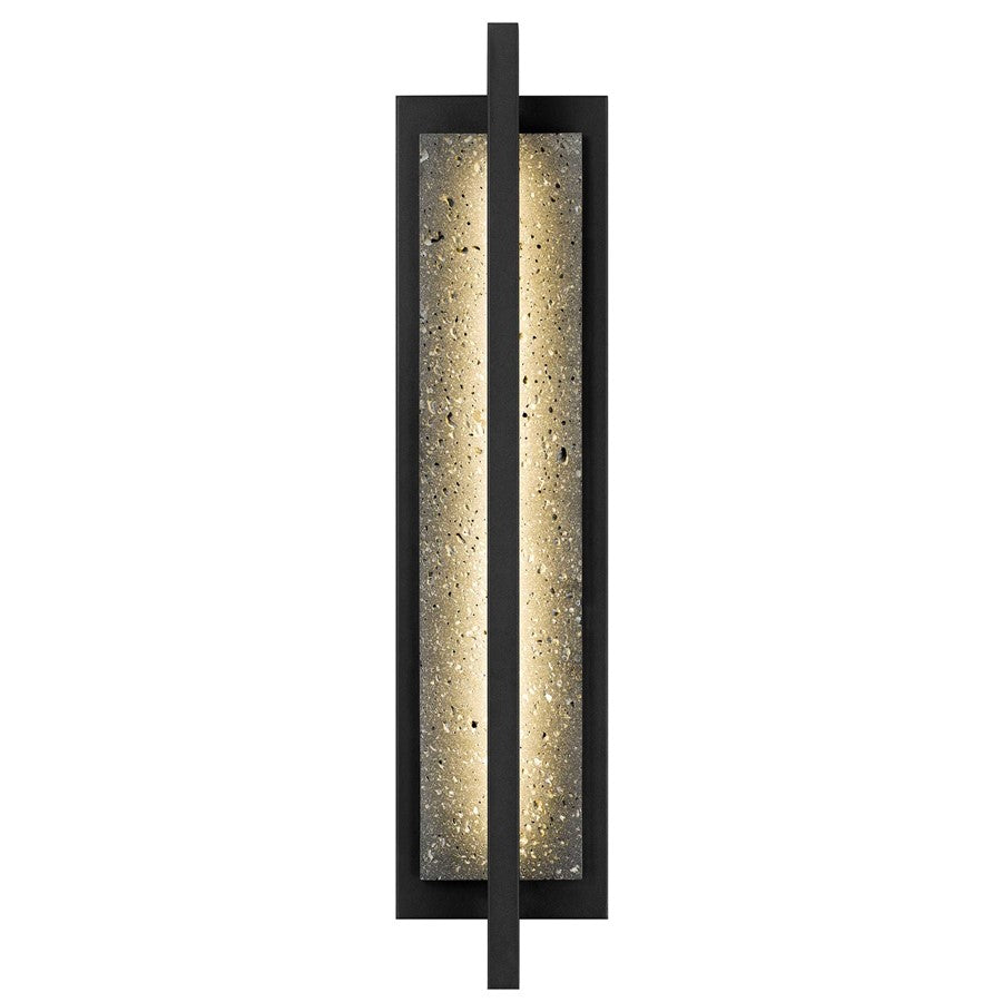 Alteck Dakota 24in 1-Light LED Outdoor Wall Sconce | Contemporary Sand Black Aluminum and Travertine | Entryway & Patio | Model AW0103-3CCT-W-BK