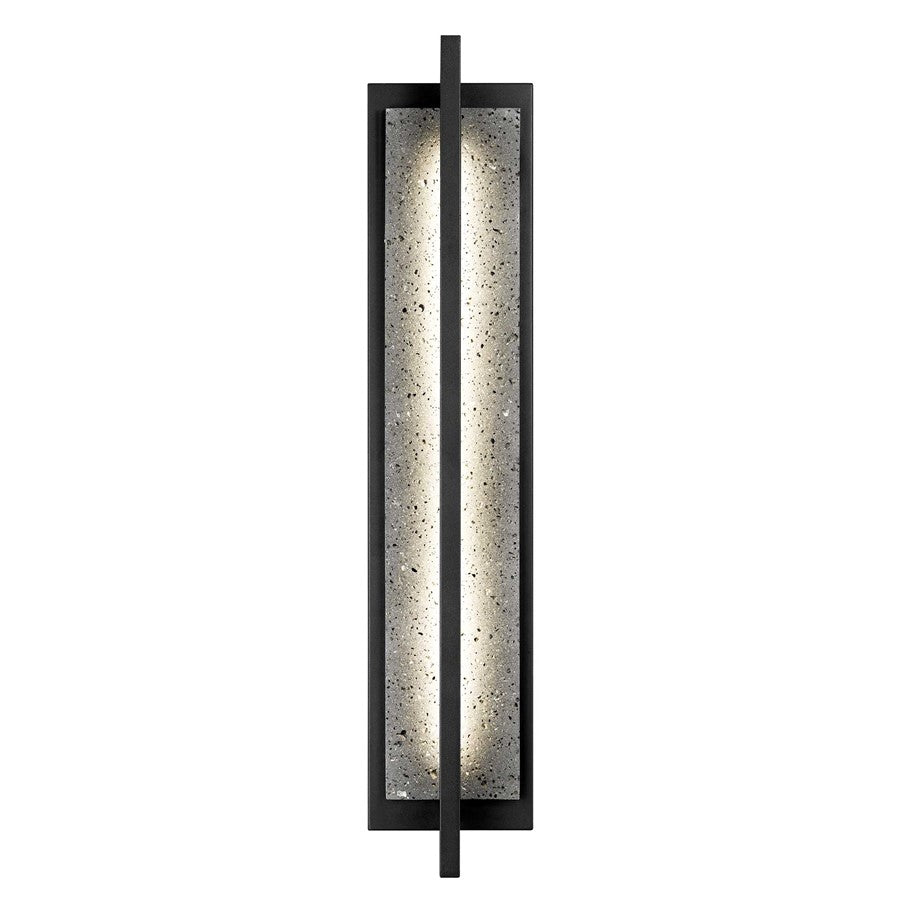 Alteck Dakota 32in 1-Light LED Outdoor Wall Sconce | Contemporary Sand Black Aluminum and Travertine | Entryway & Patio | Model AW0104-3CCT-W-BK
