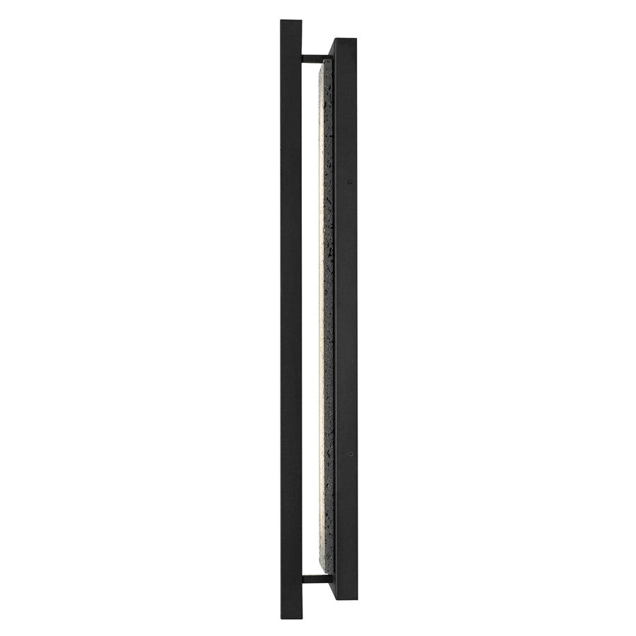 Alteck Dakota 32in 1-Light LED Outdoor Wall Sconce | Contemporary Sand Black Aluminum and Travertine | Entryway & Patio | Model AW0104-3CCT-W-BK