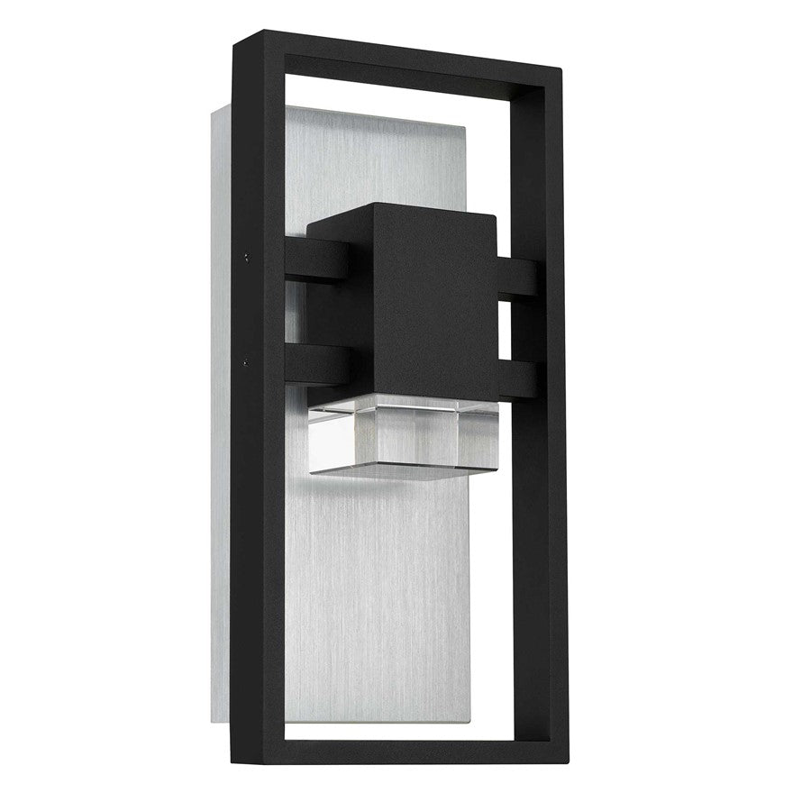 Alteck Mars 12" LED Outdoor Sconce, Black/Clear, Sand Black - AW0105-3CCT-W-BK